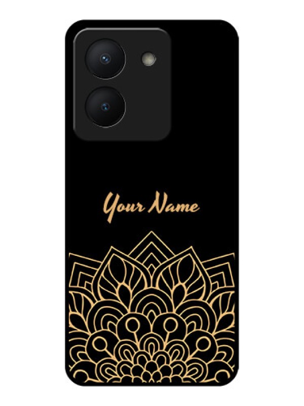 Custom Vivo Y36 Custom Glass Phone Case - Golden mandala Design