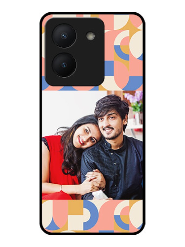 Custom Vivo Y36 Photo Printing on Glass Case - Semi-circle Maze Pattern Design