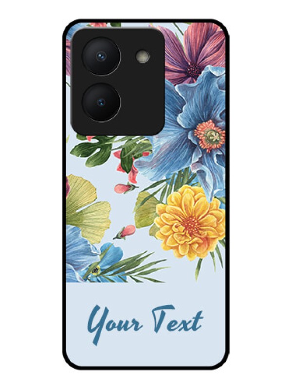 Custom Vivo Y36 Custom Glass Mobile Case - Stunning Watercolored Flowers Painting Design