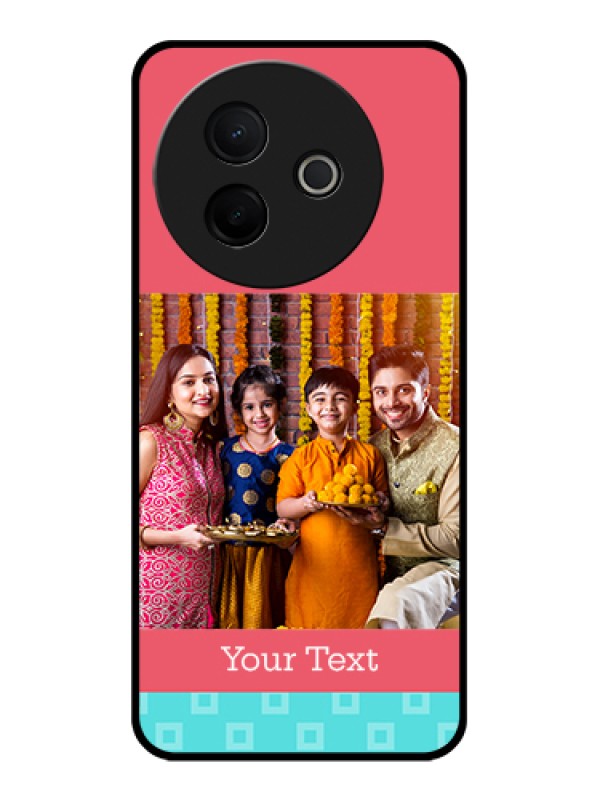 Custom Vivo Y39 5G Custom Glass Phone Case - Peach & Blue Color Design