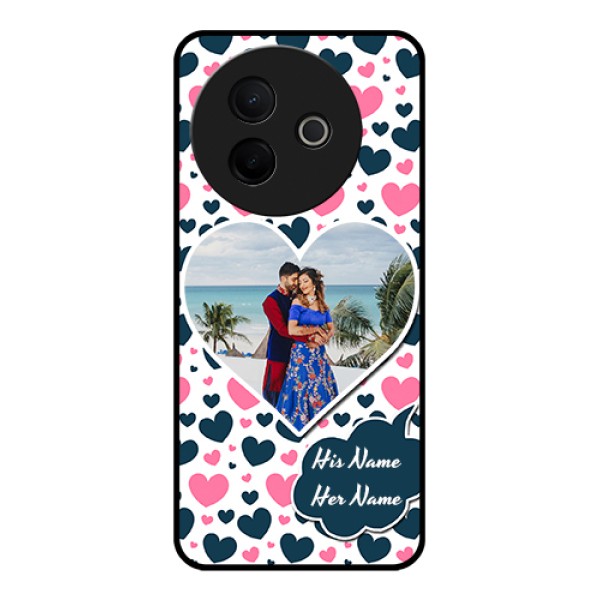Vivo Y39 5G Custom Glass Phone Case - Pink & Blue Heart Design