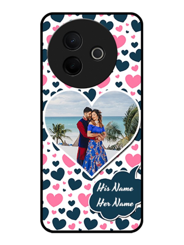 Custom Vivo Y39 5G Custom Glass Phone Case - Pink & Blue Heart Design
