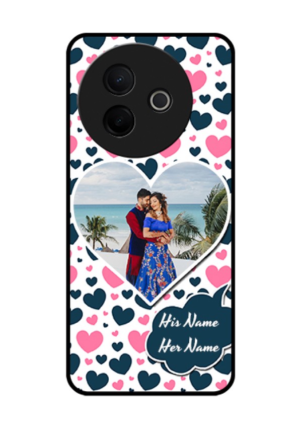 Vivo Y39 5G Custom Glass Phone Case - Pink & Blue Heart Design