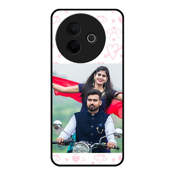 Vivo Y39 5G Custom Glass Phone Case - Pink Flying Heart Design