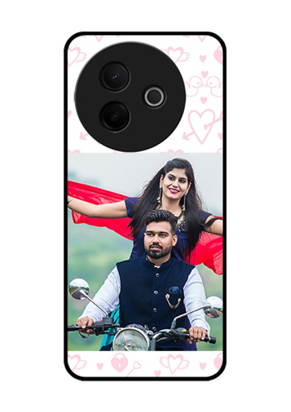 Vivo Y39 5G Custom Glass Phone Case - Pink Flying Heart Design