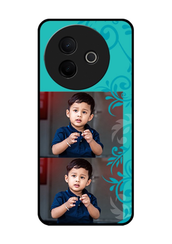 Vivo Y39 5G Custom Glass Phone Case - With Photo And Green Floral Design