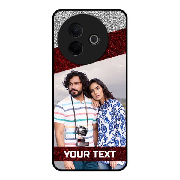 Vivo Y39 5G Custom Glass Phone Case - Image Holder With Glitter Strip Design Vivo Y39 5G Custom Glass Phone Case - Image Holder With Glitter Strip Design