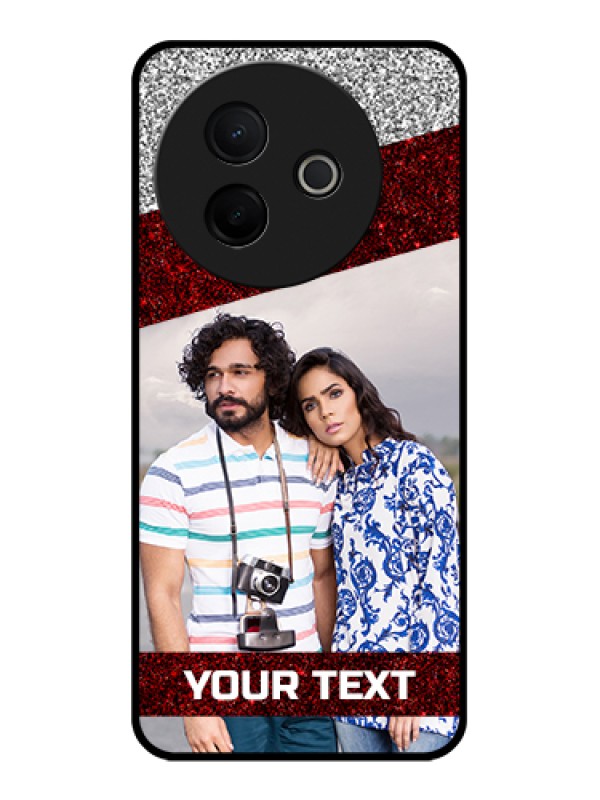 Custom Vivo Y39 5G Custom Glass Phone Case - Image Holder With Glitter Strip Design