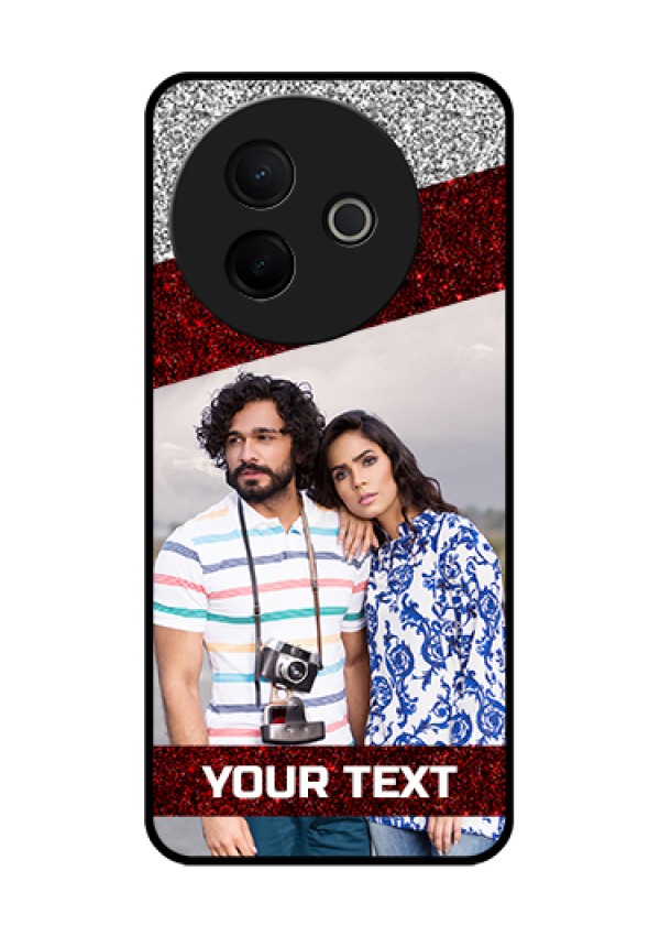 Vivo Y39 5G Custom Glass Phone Case - Image Holder With Glitter Strip Design