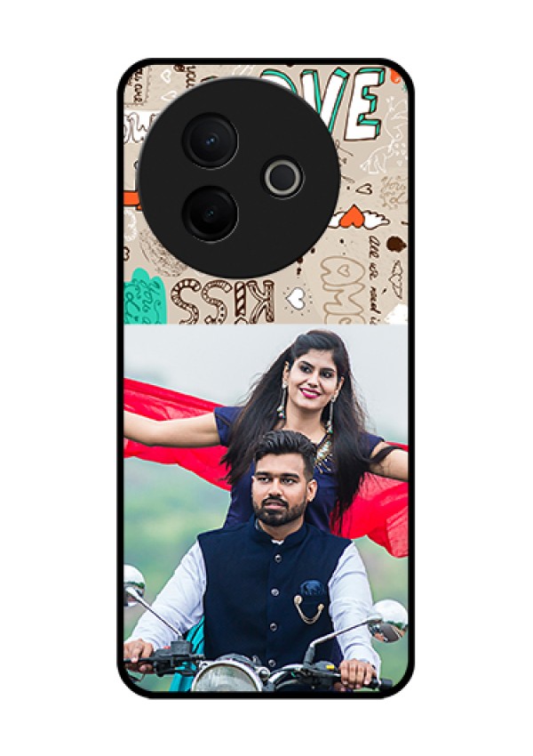 Vivo Y39 5G Custom Glass Phone Case - Love Doodle Pattern