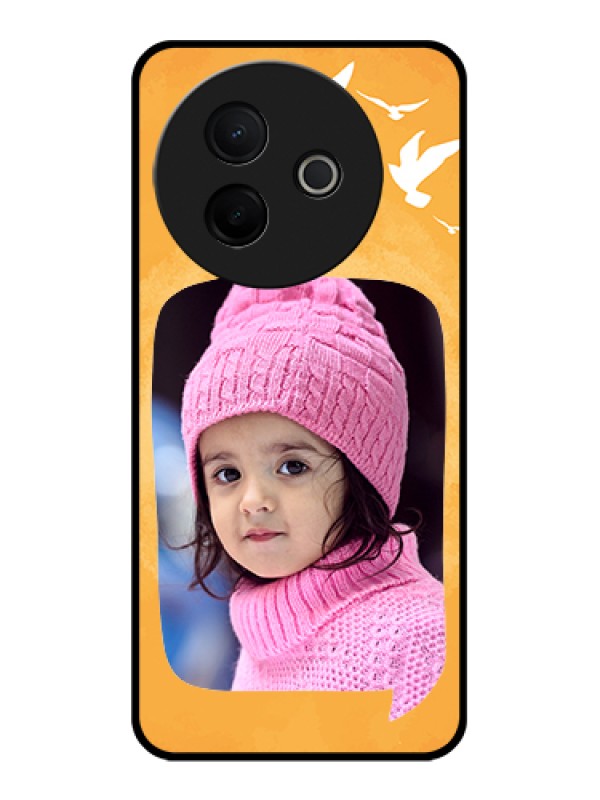 Custom Vivo Y39 5G Custom Glass Phone Case - Water Color Design With Bird Icons