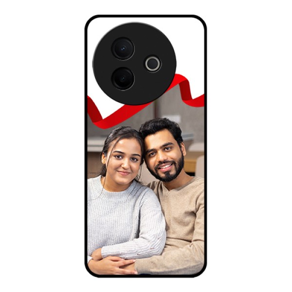 Vivo Y39 5G Custom Glass Phone Case - Red Ribbon Frame Design Vivo Y39 5G Custom Glass Phone Case - Red Ribbon Frame Design