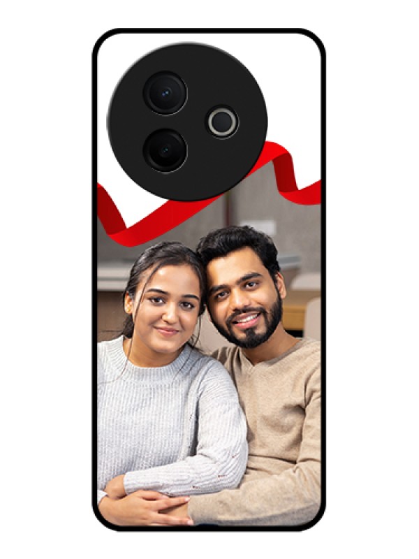 Custom Vivo Y39 5G Custom Glass Phone Case - Red Ribbon Frame Design