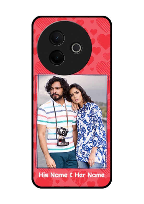 Vivo Y39 5G Custom Glass Phone Case - With Red Heart Symbols Design