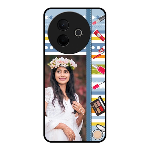 Vivo Y39 5G Custom Glass Phone Case - Makeup Icons Design