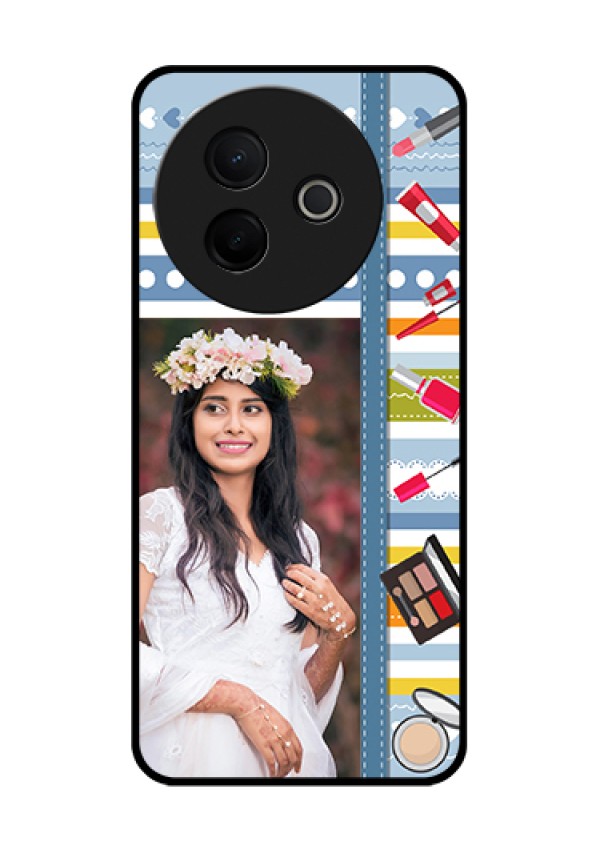 Vivo Y39 5G Custom Glass Phone Case - Makeup Icons Design