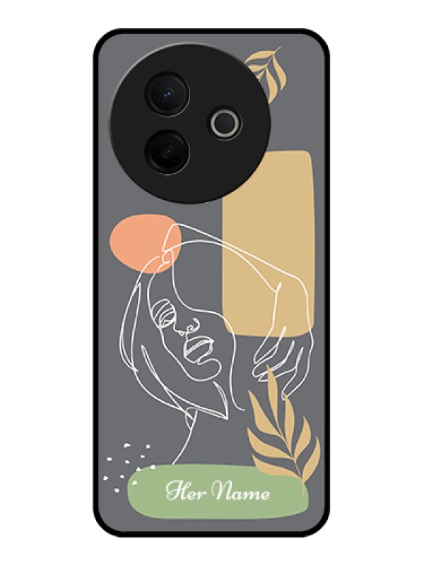 Custom Vivo Y39 5G Custom Glass Phone Case - Gazing Woman Line Art Design