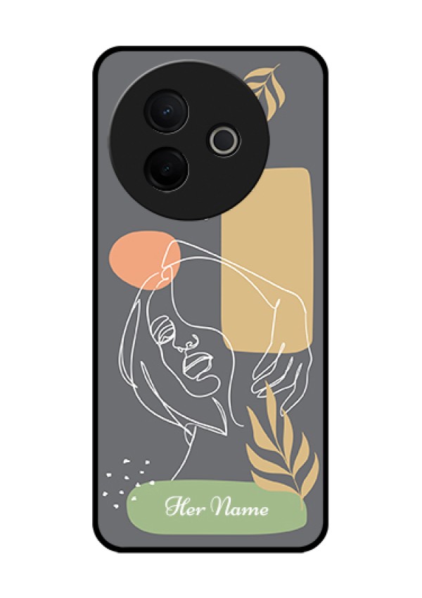 Vivo Y39 5G Custom Glass Phone Case - Gazing Woman Line Art Design