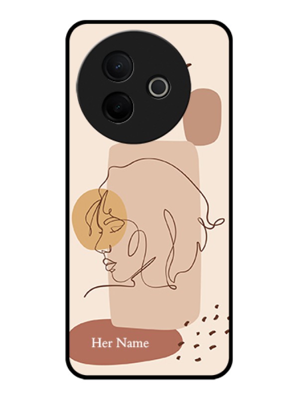 Custom Vivo Y39 5G Custom Glass Phone Case - Calm Woman Line Art Design