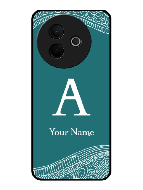 Custom Vivo Y39 5G Custom Glass Phone Case - Line Art Pattern With Custom Name Design