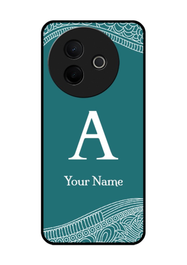 Vivo Y39 5G Custom Glass Phone Case - Line Art Pattern With Custom Name Design