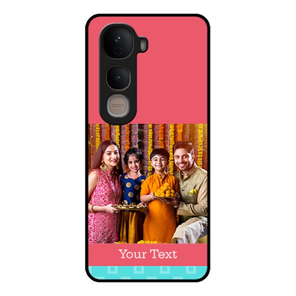 Vivo Y400 5G Custom Glass Phone Case - Peach & Blue Color Design