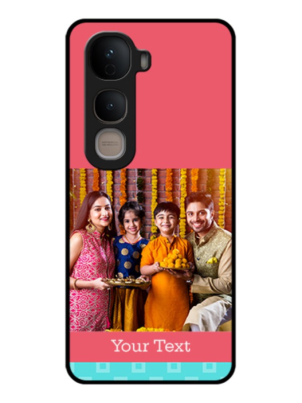 Custom Vivo Y400 5G Custom Glass Phone Case - Peach & Blue Color Design