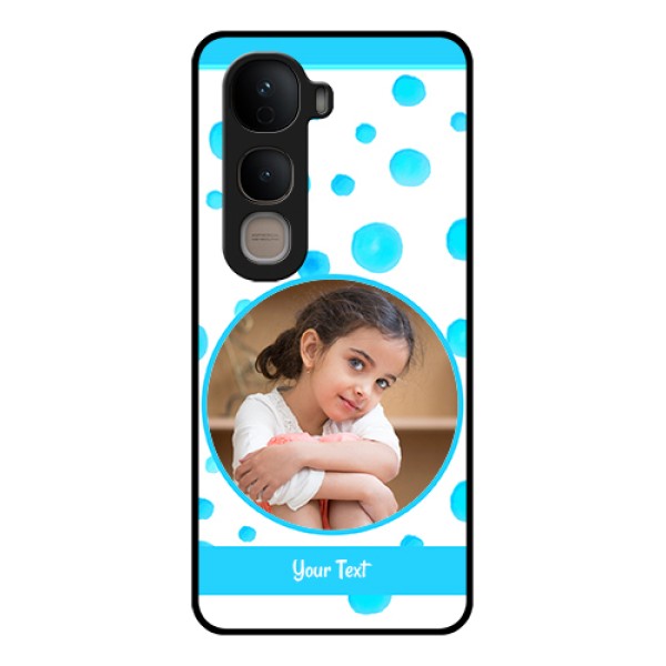 Vivo Y400 5G Custom Glass Phone Case - Blue Bubbles Pattern Design Vivo Y400 5G Custom Glass Phone Case - Blue Bubbles Pattern Design