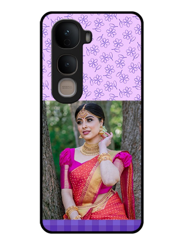 Custom Vivo Y400 5G Custom Glass Phone Case - Purple Floral Design