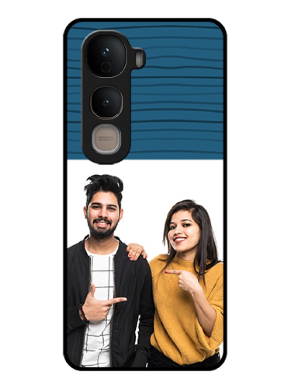 Custom Vivo Y400 5G Custom Glass Phone Case - Blue Pattern Cover Design