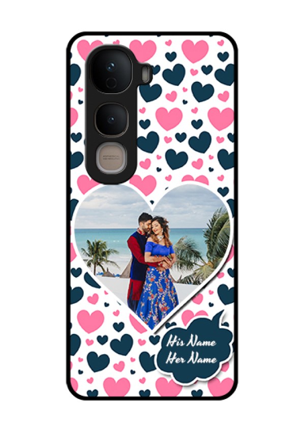 Vivo Y400 5G Custom Glass Phone Case - Pink & Blue Heart Design