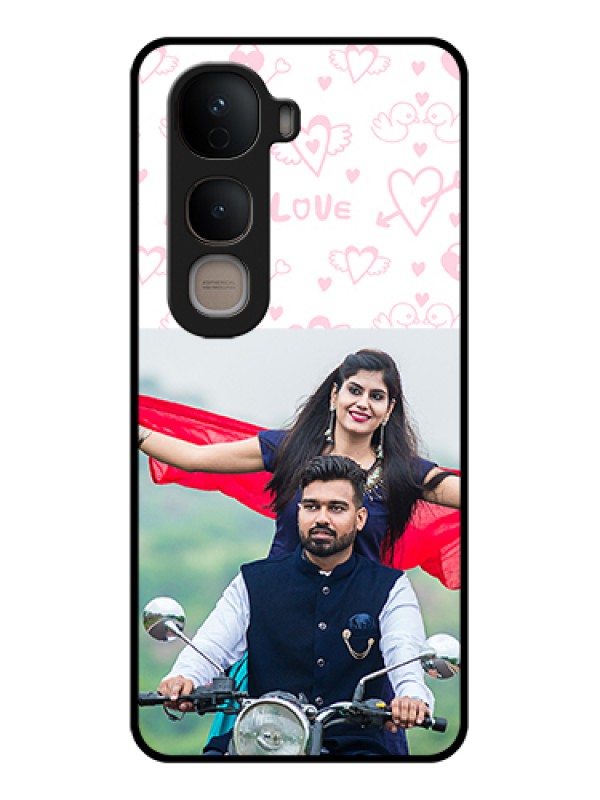 Custom Vivo Y400 5G Custom Glass Phone Case - Pink Flying Heart Design