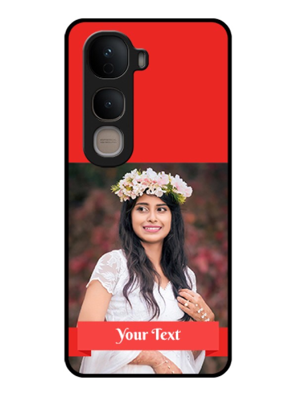 Custom Vivo Y400 5G Custom Glass Phone Case - Simple Red Color Design