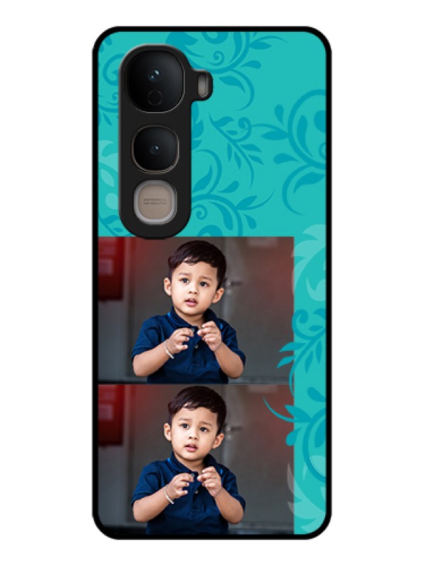 Custom Vivo Y400 5G Custom Glass Phone Case - With Photo And Green Floral Design