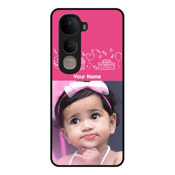 Vivo Y400 5G Custom Glass Phone Case - With Birthday Line Art Design Vivo Y400 5G Custom Glass Phone Case - With Birthday Line Art Design