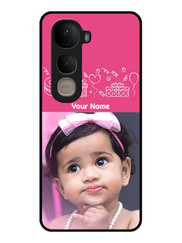 Custom Vivo Y400 5G Custom Glass Phone Case - With Birthday Line Art Design