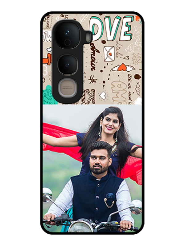 Custom Vivo Y400 5G Custom Glass Phone Case - Love Doodle Pattern