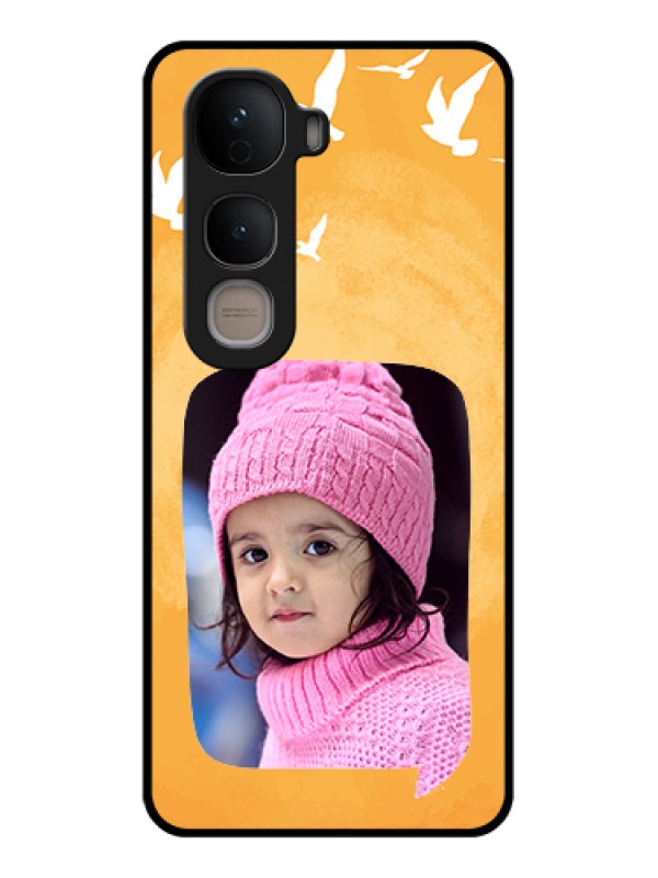 Custom Vivo Y400 5G Custom Glass Phone Case - Water Color Design With Bird Icons