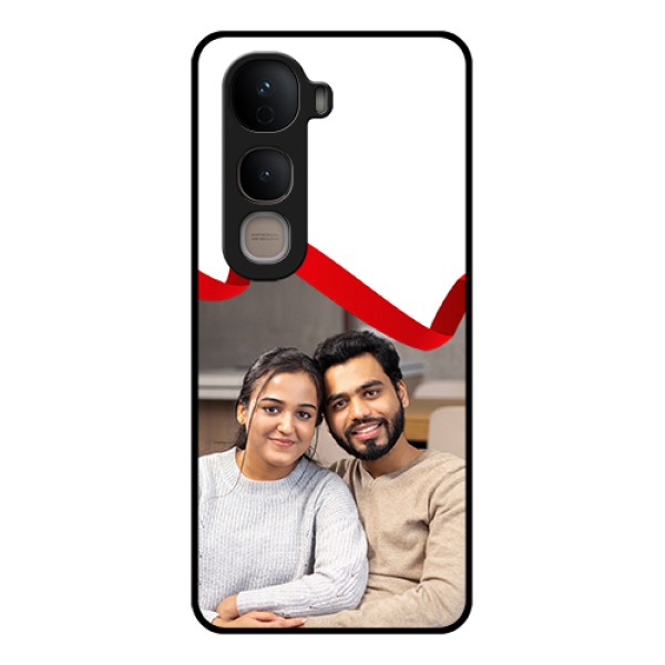 Vivo Y400 5G Custom Glass Phone Case - Red Ribbon Frame Design Vivo Y400 5G Custom Glass Phone Case - Red Ribbon Frame Design