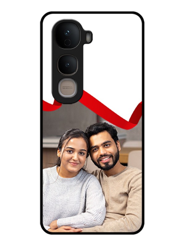 Custom Vivo Y400 5G Custom Glass Phone Case - Red Ribbon Frame Design