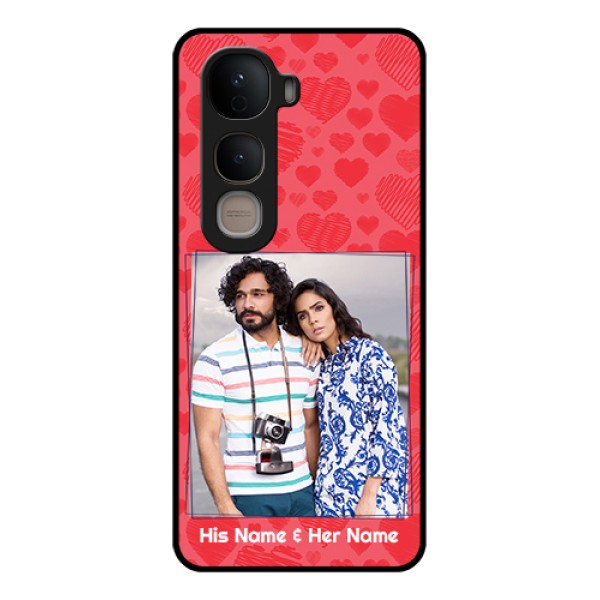 Vivo Y400 5G Custom Glass Phone Case - With Red Heart Symbols Design Vivo Y400 5G Custom Glass Phone Case - With Red Heart Symbols Design