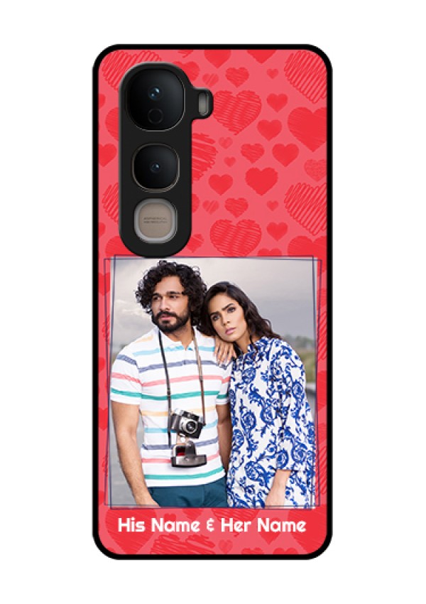 Vivo Y400 5G Custom Glass Phone Case - With Red Heart Symbols Design