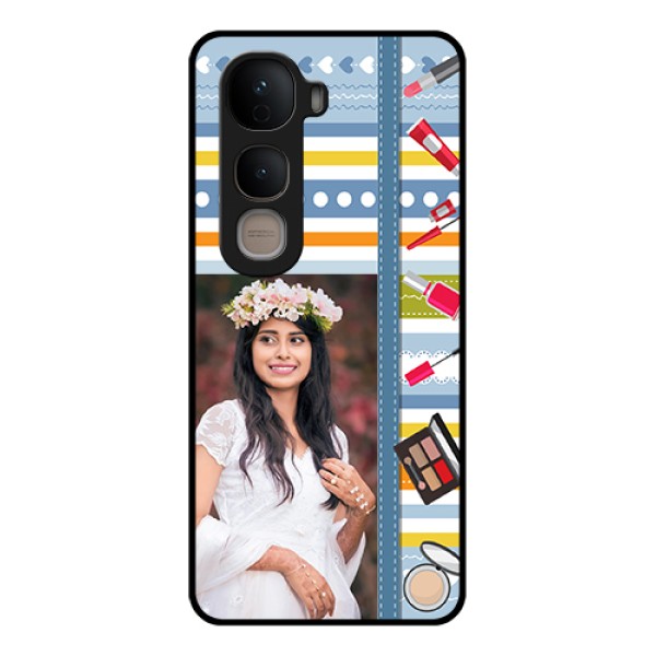 Vivo Y400 5G Custom Glass Phone Case - Makeup Icons Design