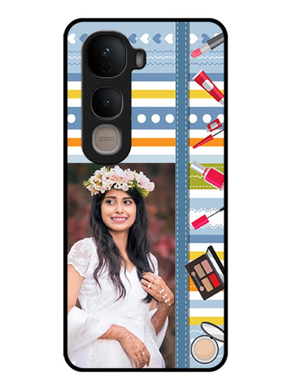 Custom Vivo Y400 5G Custom Glass Phone Case - Makeup Icons Design