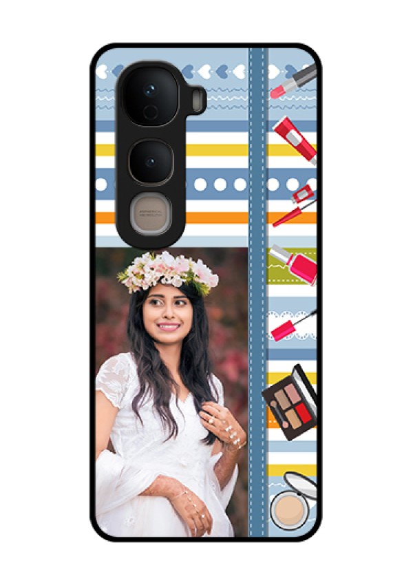 Vivo Y400 5G Custom Glass Phone Case - Makeup Icons Design