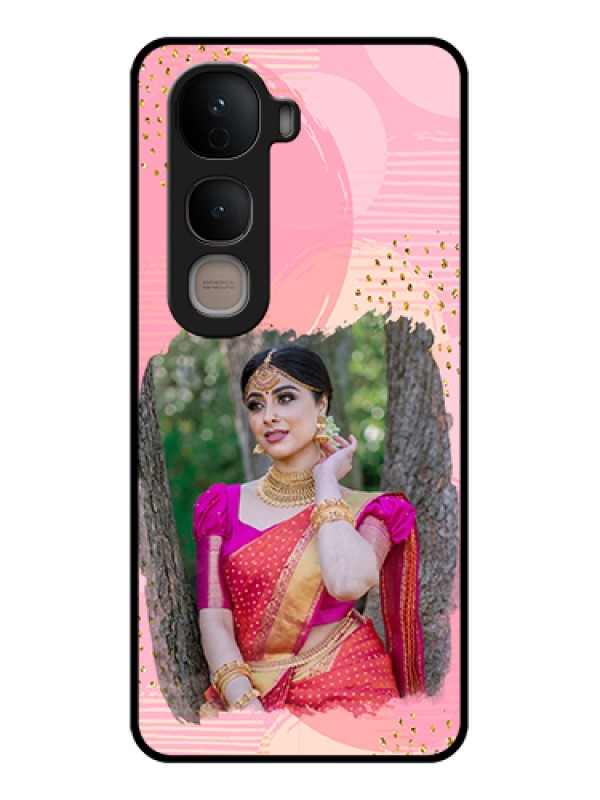 Custom Vivo Y400 5G Custom Glass Phone Case - Gold Glitter Splash Design