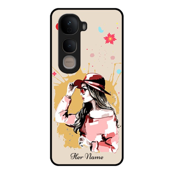 Vivo Y400 5G Custom Glass Phone Case - Women With Pink Hat Design