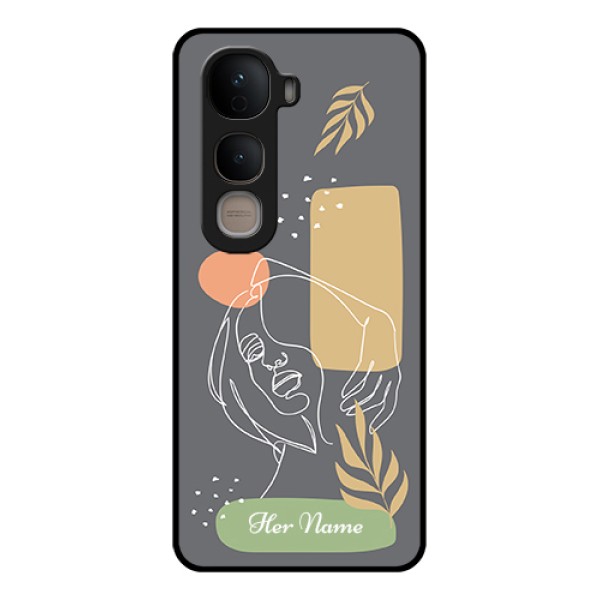 Vivo Y400 5G Custom Glass Phone Case - Gazing Woman Line Art Design Vivo Y400 5G Custom Glass Phone Case - Gazing Woman Line Art Design