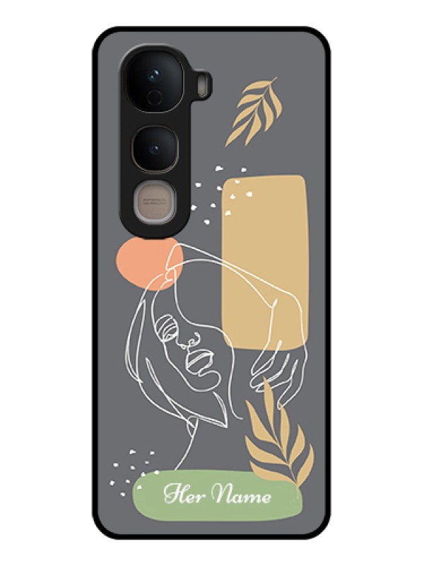 Custom Vivo Y400 5G Custom Glass Phone Case - Gazing Woman Line Art Design