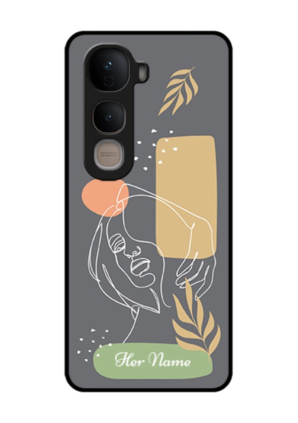 Vivo Y400 5G Custom Glass Phone Case - Gazing Woman Line Art Design